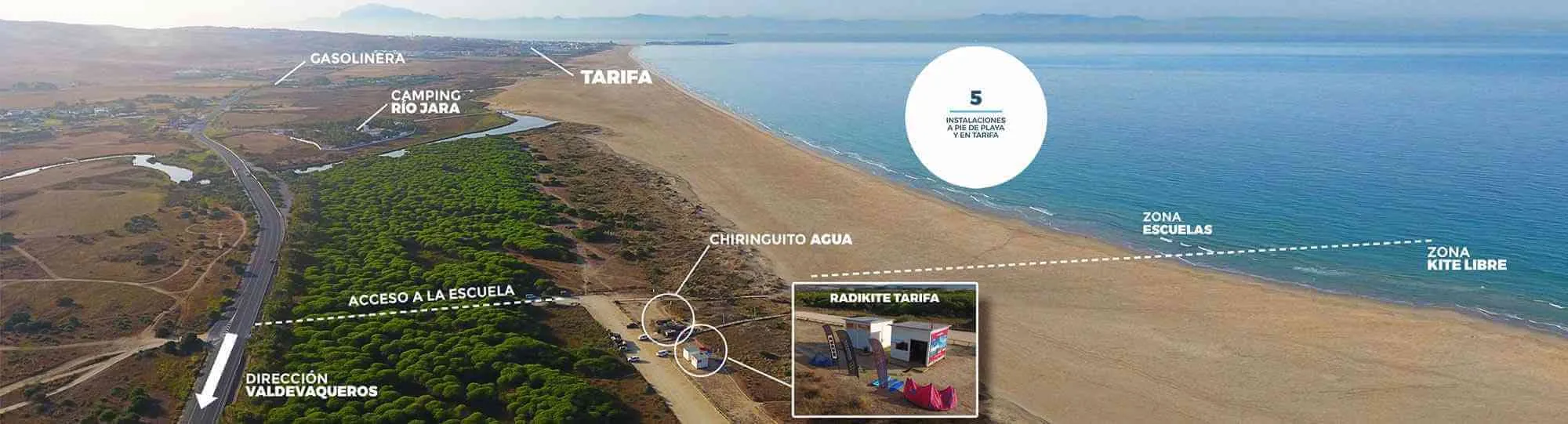Mapa ubicación de la escuela Radikite en Tarifa